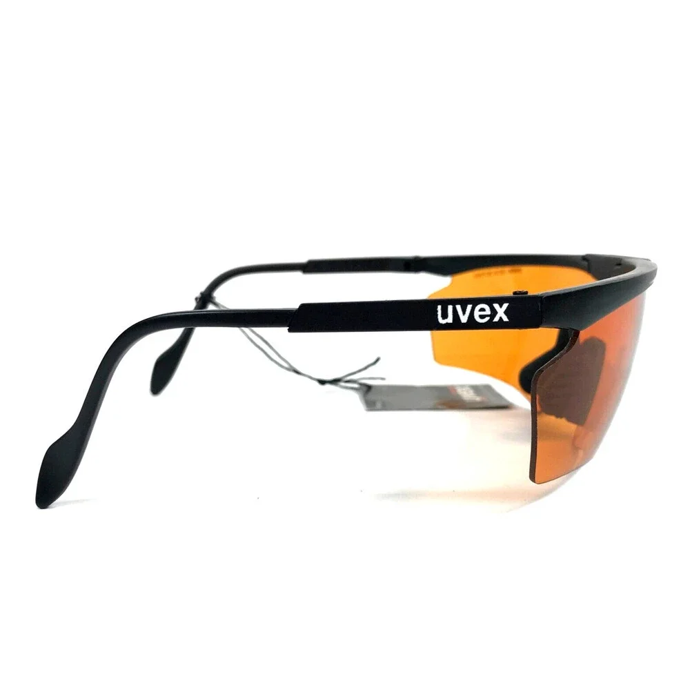 Vintage Uvex Sunglasses Race Across Matte Black Wrap Frame Orange Shield Lens